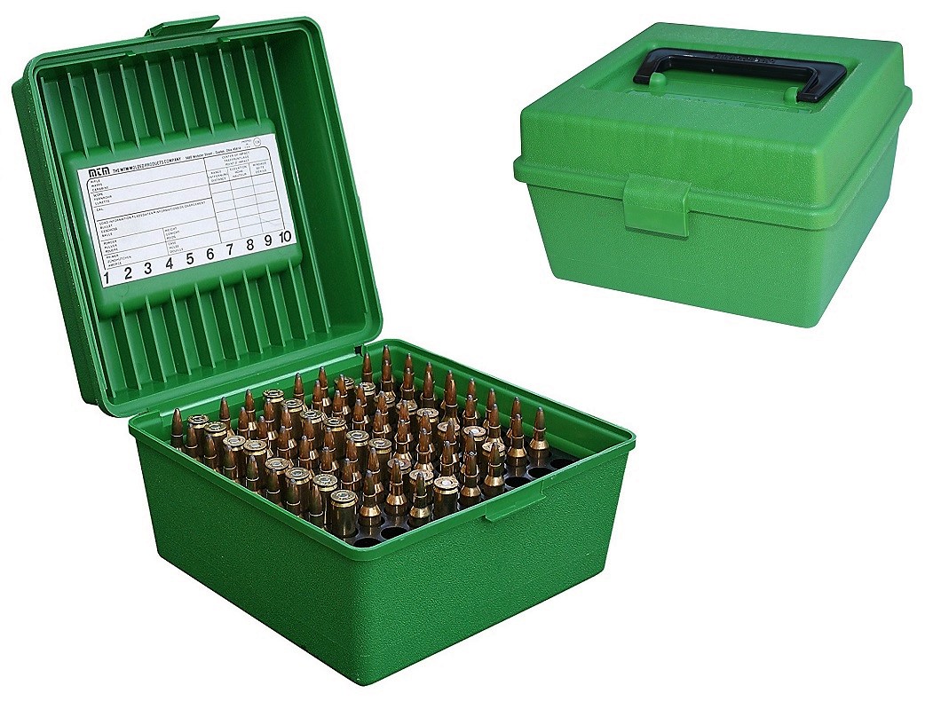 MTM R100 MAG DELUXE Ammo Box GREEN content 100